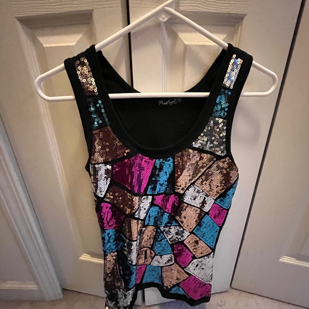 Women’s sequin tank top by prestige edge size large